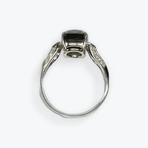 Natural 3.33 Carat Black Diamond Platinum Ring Size US 6.58 Preloved
